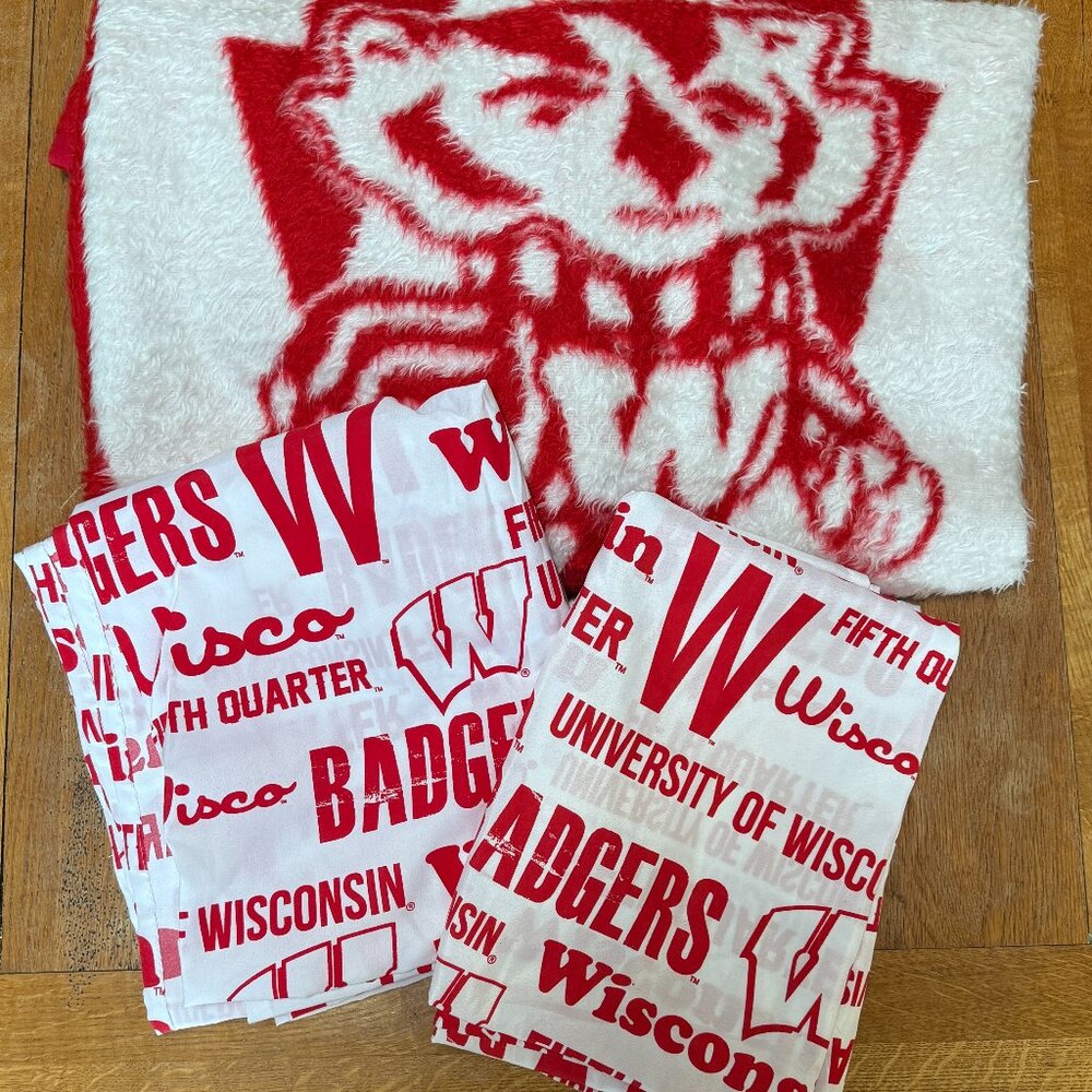 WI Badgers Fleece and 2 Flat Sheets